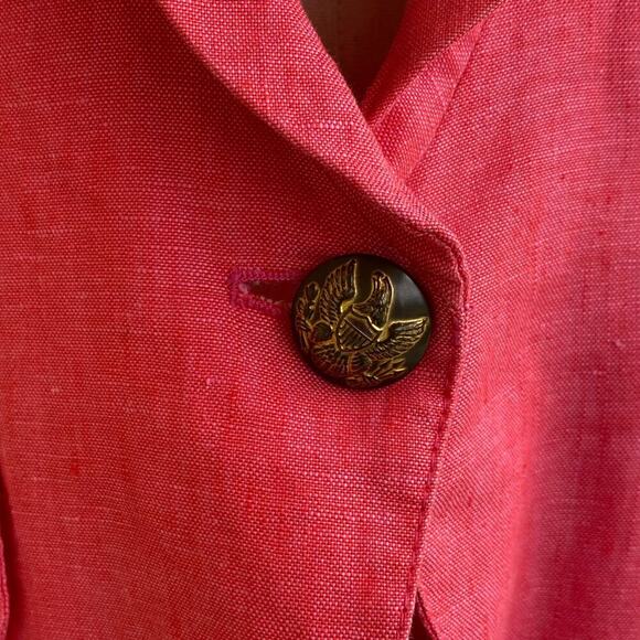 Smythe Classic Duchess Linen Blazer in Fuchsia sz 8 - Picture 7 of 12